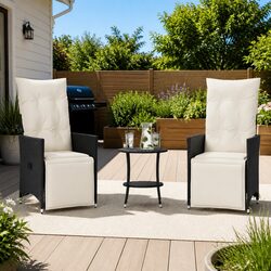 3 Piece Bistro Set with Cushions for Gardens