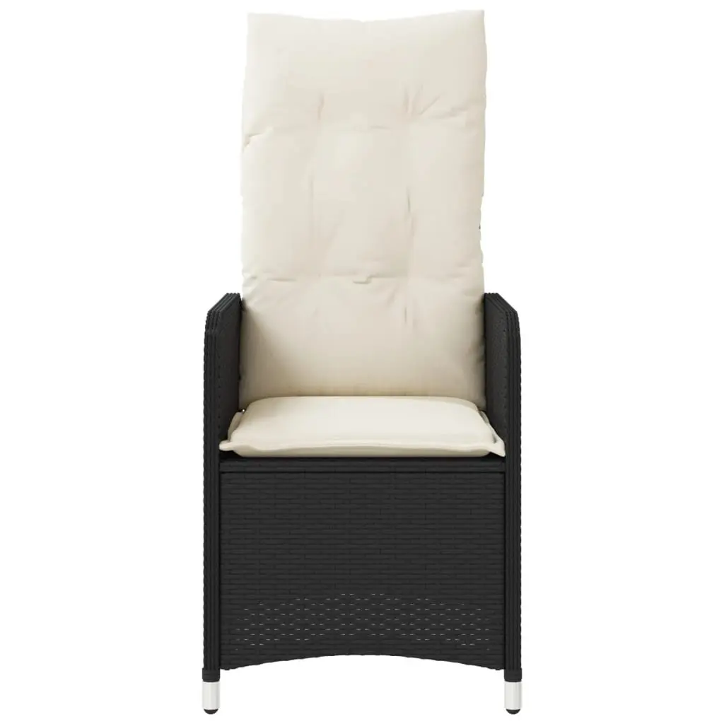 Outdoor Reclining Garden Chair Adjustable Backrest Cushions Black Seating