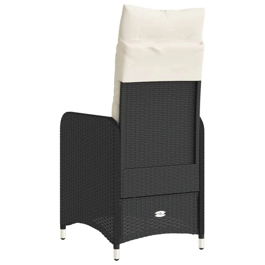 Outdoor Reclining Garden Chair Adjustable Backrest Cushions Black Seating