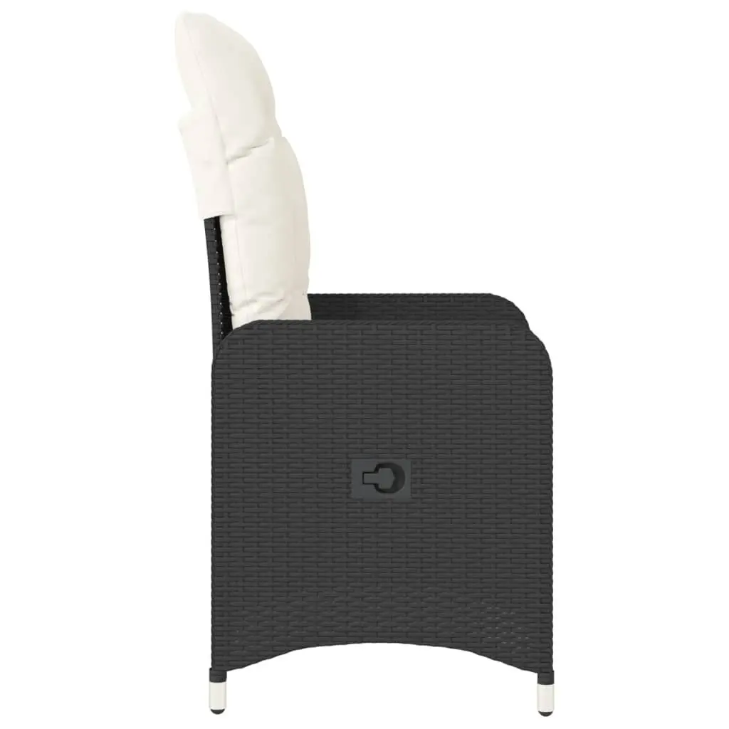 Outdoor Reclining Garden Chair Adjustable Backrest Cushions Black Seating