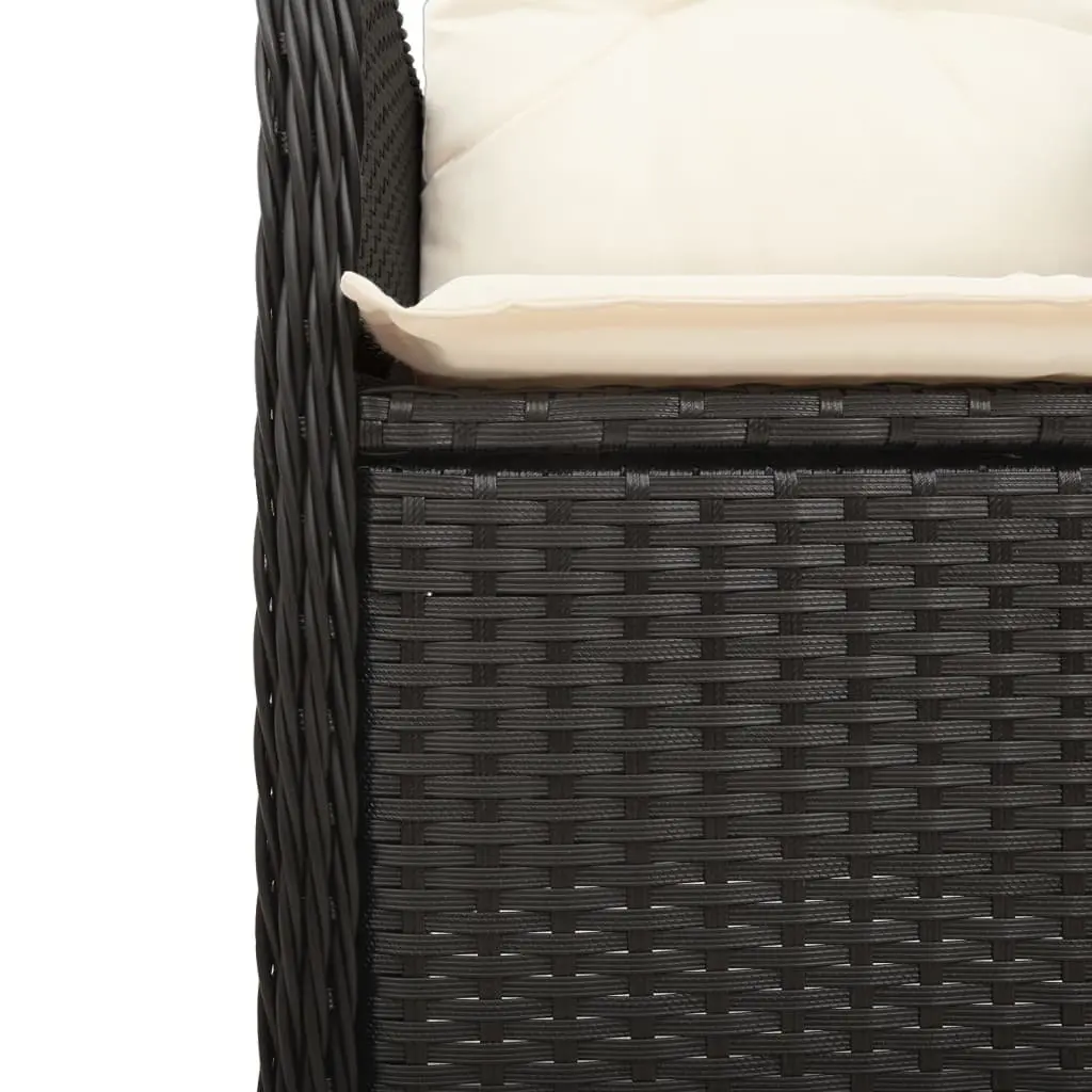 Outdoor Reclining Garden Chair Adjustable Backrest Cushions Black Seating