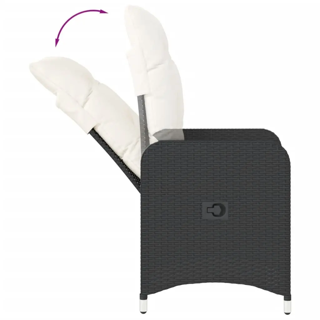 Outdoor Reclining Garden Chair Adjustable Backrest Cushions Black Seating