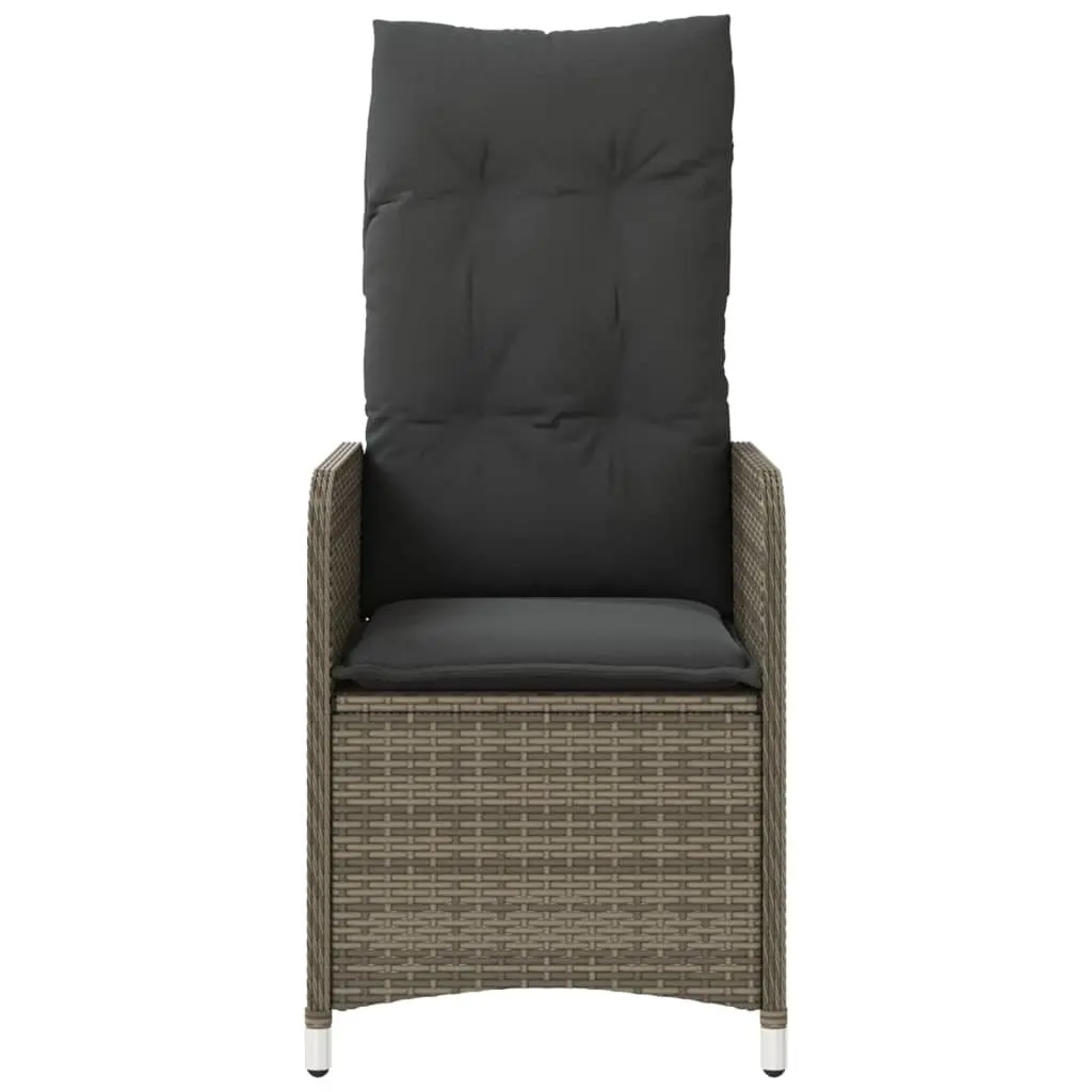 Outdoor Reclining Garden Chairs Set 2 pcs with Side Table Grey Poly Rattan