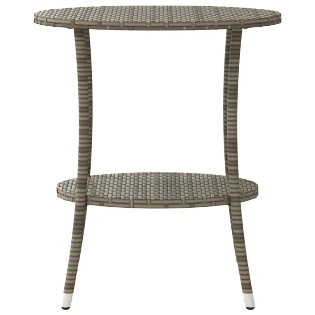 Outdoor Reclining Garden Chairs Set 2 pcs with Side Table Grey Poly Rattan
