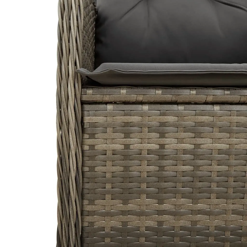 Outdoor Reclining Garden Chairs Set 2 pcs with Side Table Grey Poly Rattan