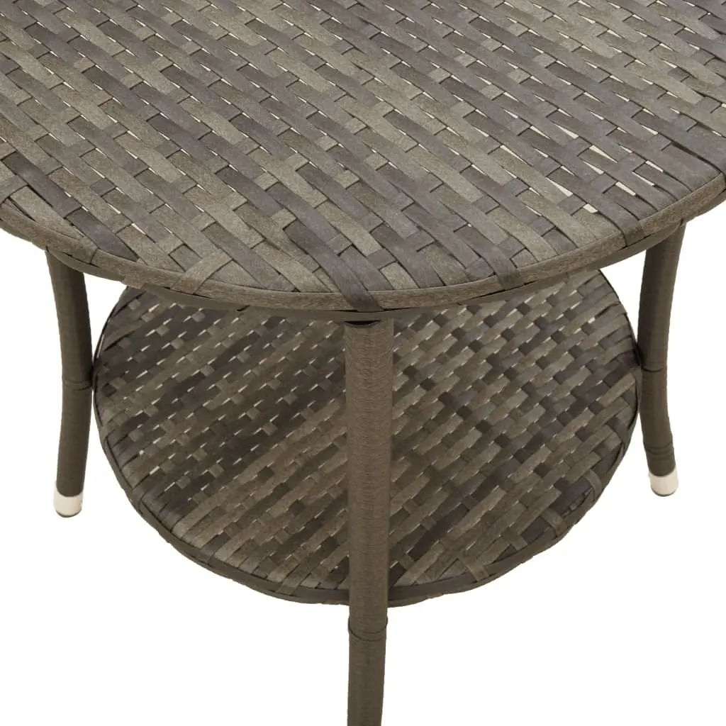 Outdoor Reclining Garden Chairs Set 2 pcs with Side Table Grey Poly Rattan