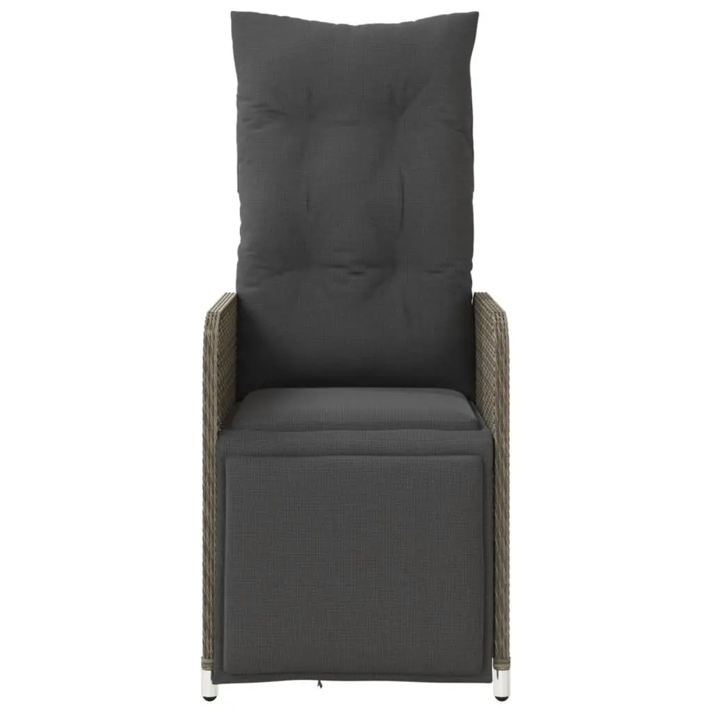 Reclining Garden Chairs Grey 2 Piece Adjustable Backrest and Footrest with Cushions