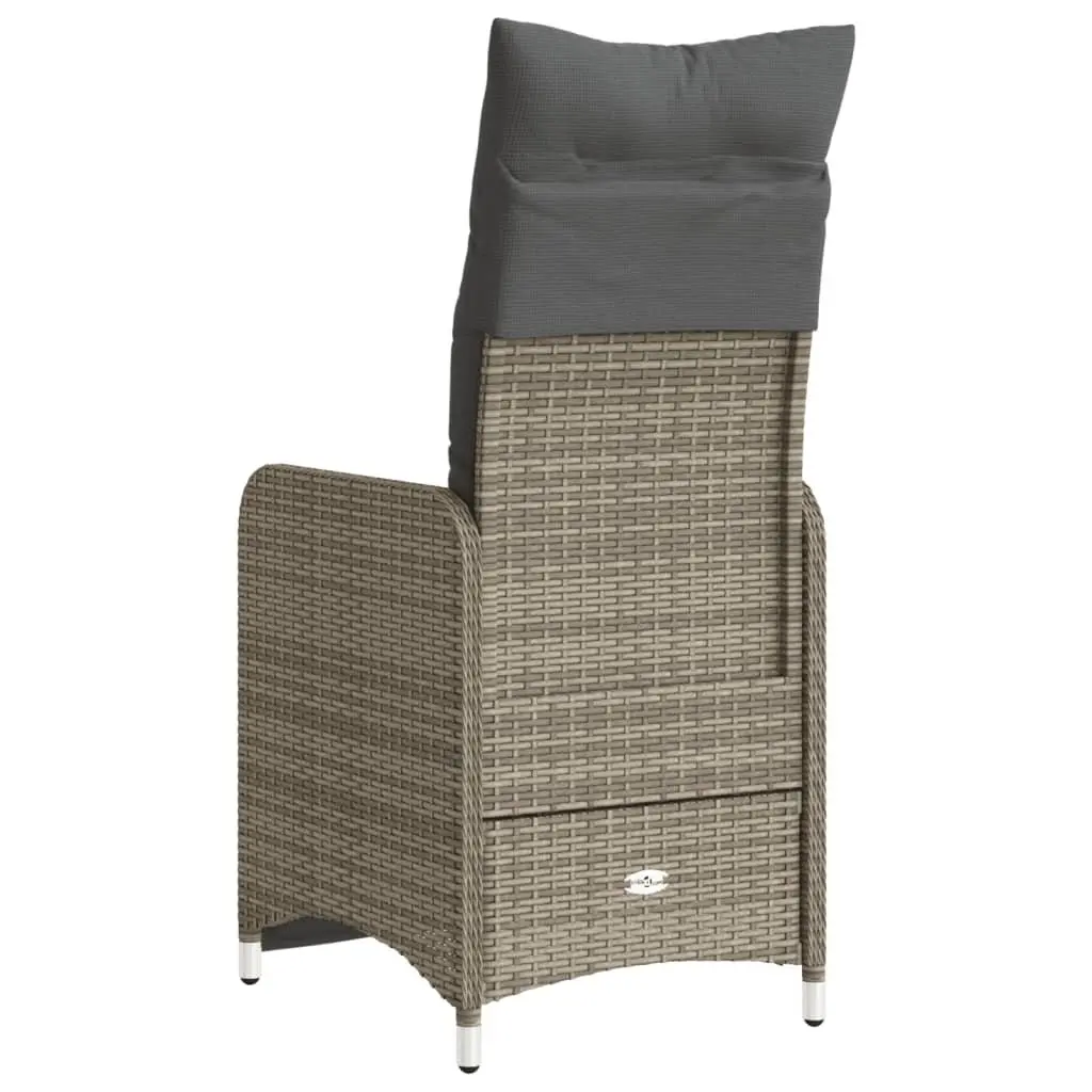 Reclining Garden Chairs Grey 2 Piece Adjustable Backrest and Footrest with Cushions