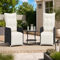 Black Reclining Garden Chairs Set for Outdoor Relaxation