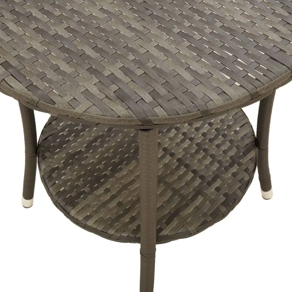 Grey Reclining Garden Chairs Set 2 Pieces with Table Adjustable Backrest and Footrest Poly Rattan