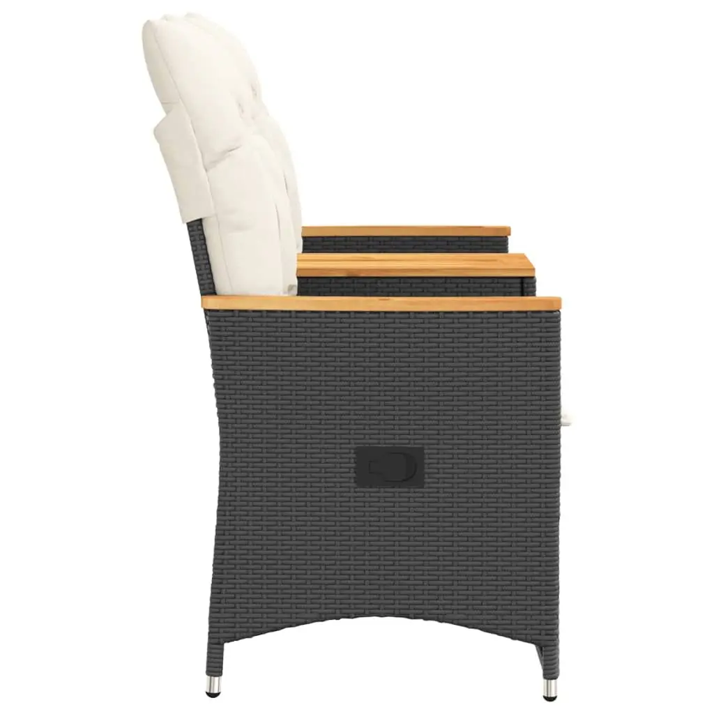 Reclining Garden Sofa Black 2-Seater Adjustable Backrest with Central Table