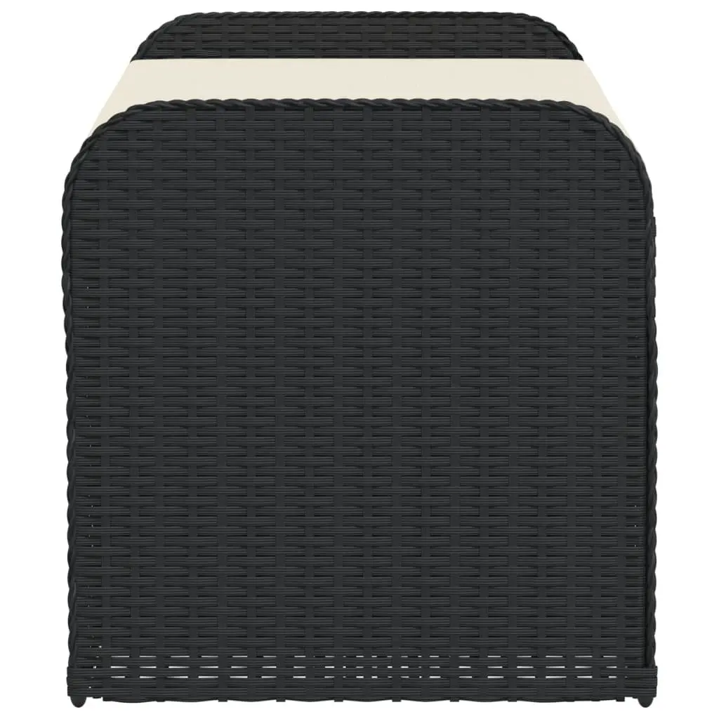 Outdoor Storage Bench Black PE Rattan with Cushion Gas Spring Mechanism