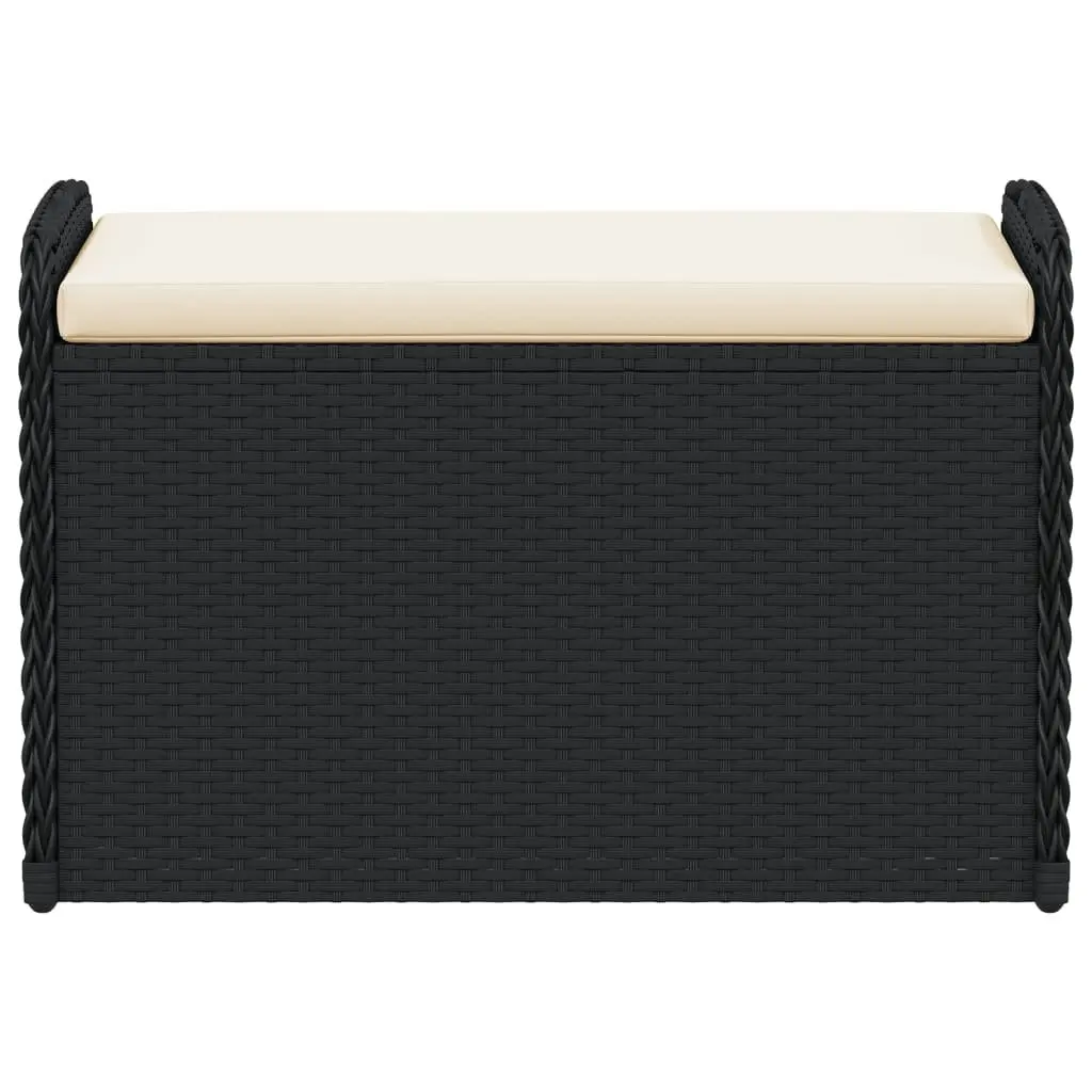Outdoor Storage Bench Black 80 x 51 x 52 cm PE Rattan with Cushion
