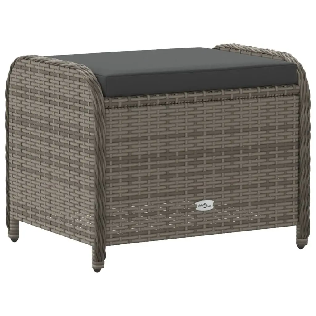 Garden Stool Grey Outdoor Padded Cushion PE Rattan Seat