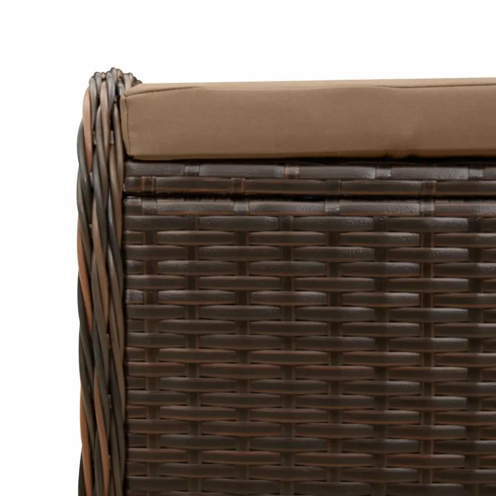 Garden Stool with Cushion Brown Outdoor Foot Rest Poly Rattan Seat Relax