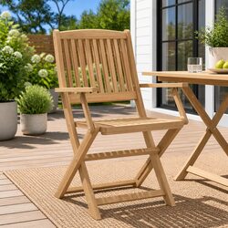Folding Garden Chairs 2 Pcs Solid Wood Outdoor Seating Backrest Armrests Brown