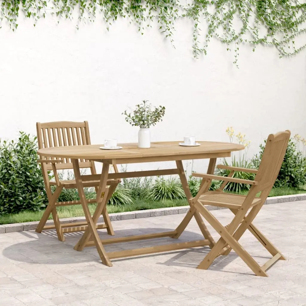 Folding Garden Table Brown 160x85x75 cm Solid Acacia Wood Outdoor Dining Furniture