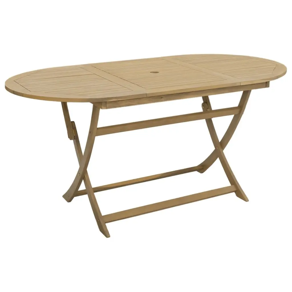 Folding Garden Table Brown 160x85x75 cm Solid Acacia Wood Outdoor Dining Furniture