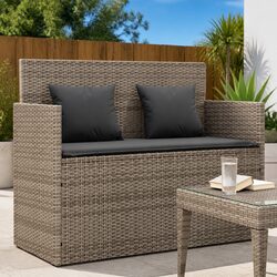 Concise Outdoor Garden Bench with Cushion and Storage