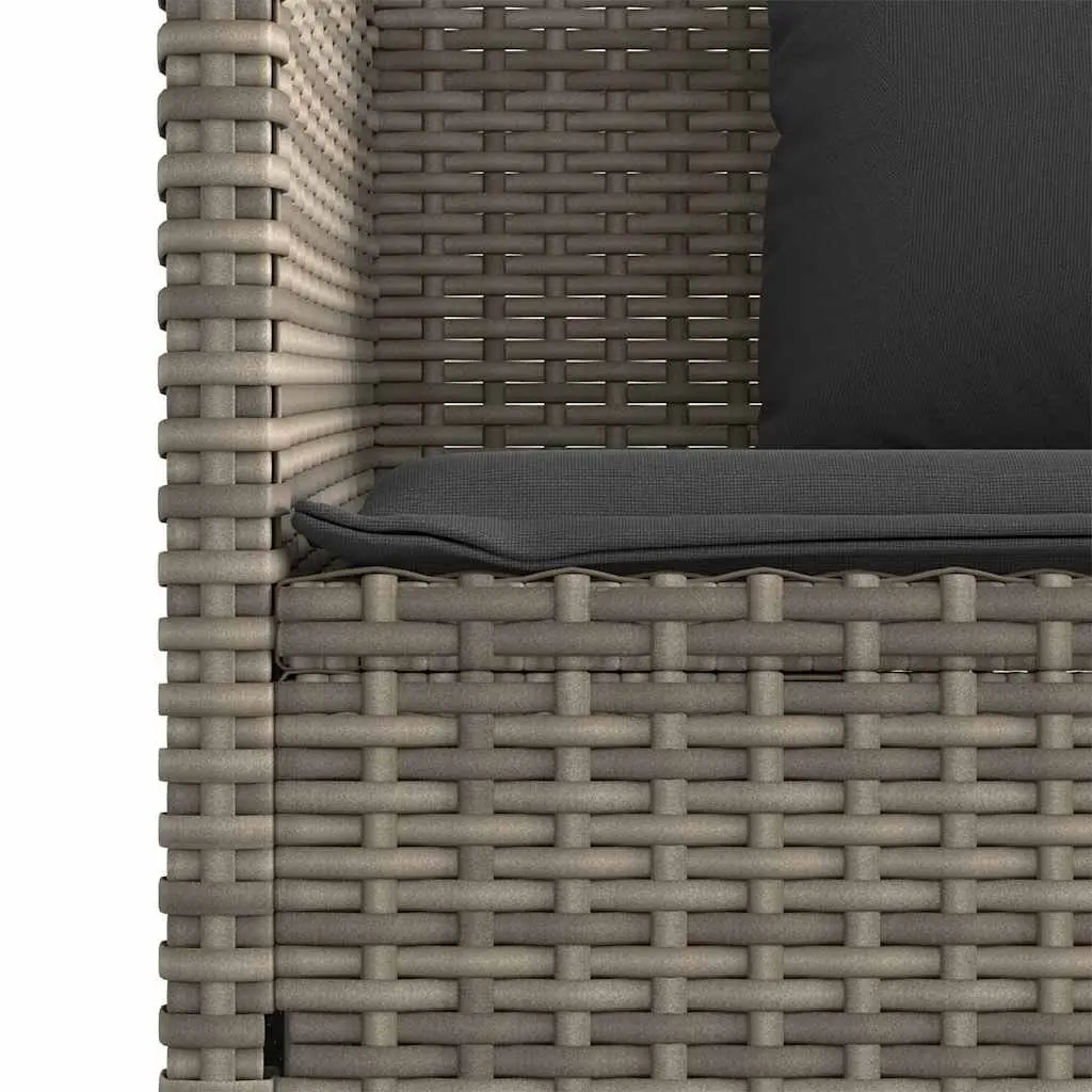 Garden Bench with Storage Cushion Grey Poly Rattan Outdoor Seating Furniture