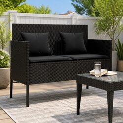 Compact Garden Bench with Cushion and Storage Features