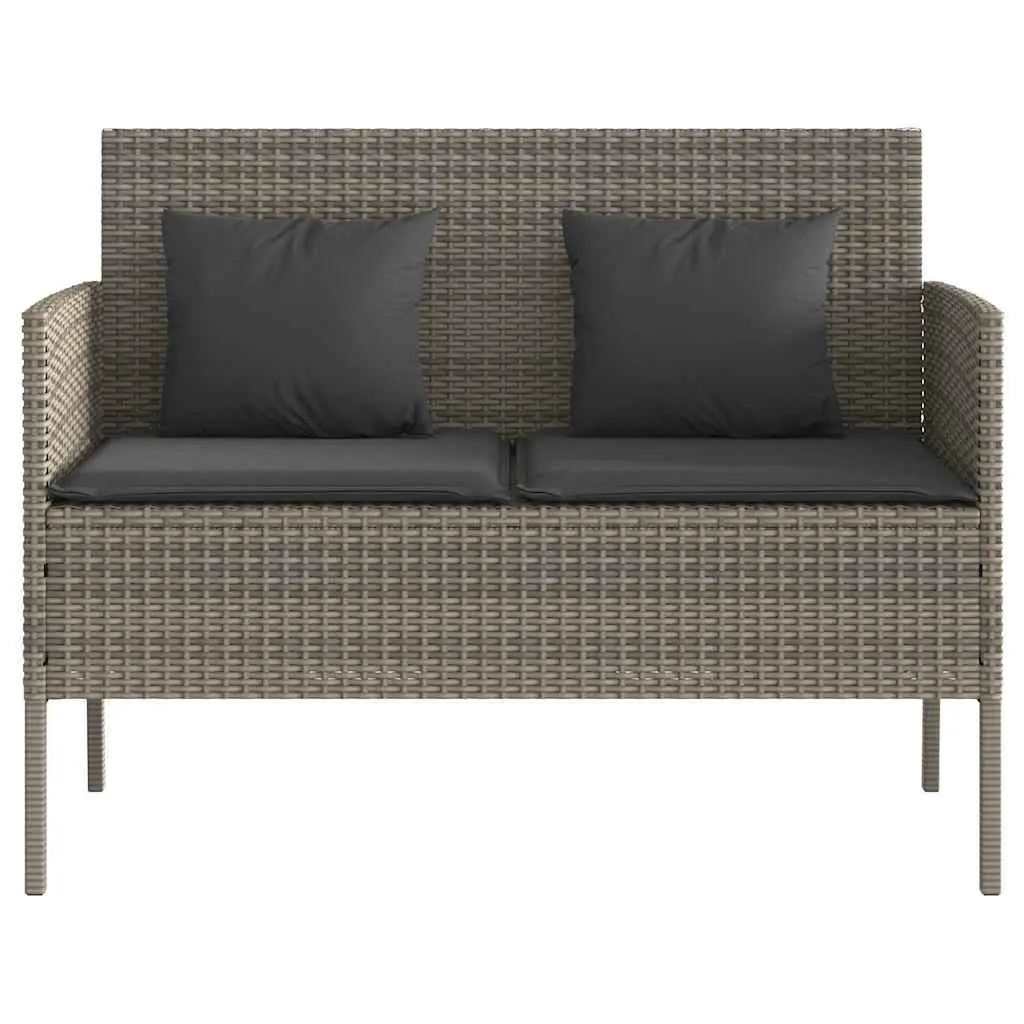 Garden Bench Grey with Storage Cushion Outdoor Seating Poly Rattan