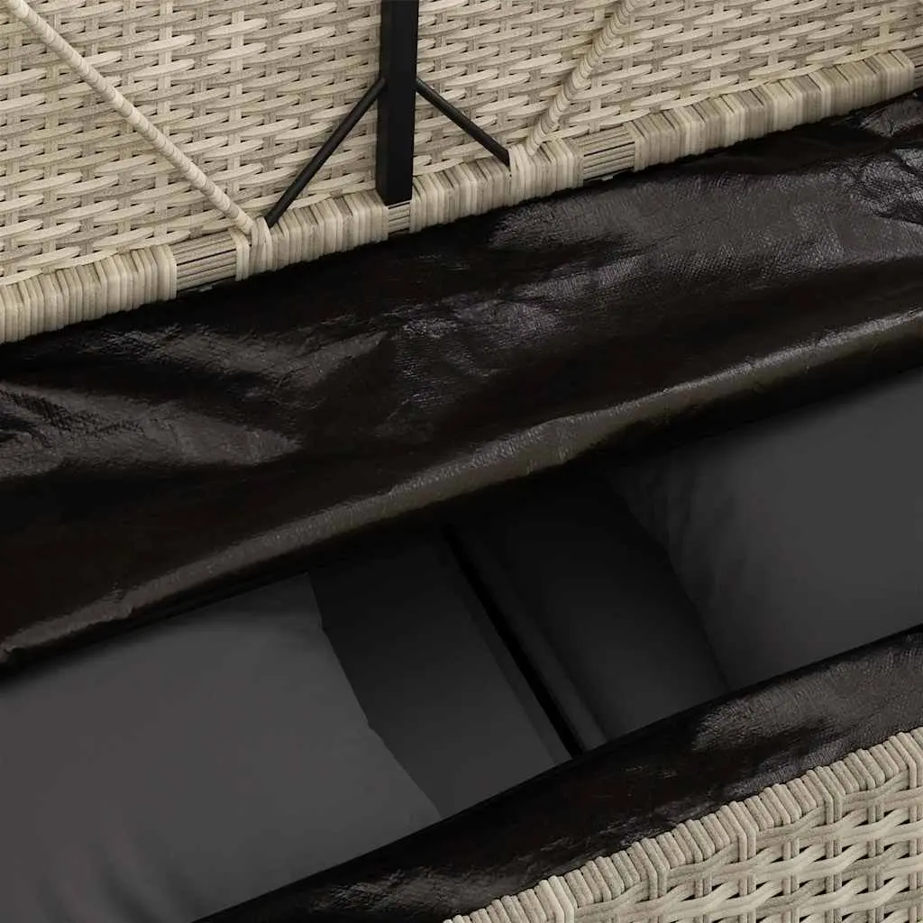 Garden Bench Grey with Cushion Storage PE Rattan Outdoor Furniture