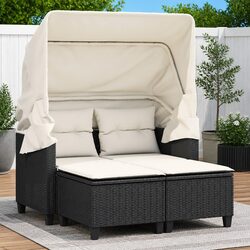Garden Sofa Set with Canopy and Stools