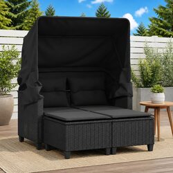 Garden Sofa with Canopy and Stools