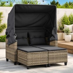 Garden Sofa with Canopy and Matching Stools