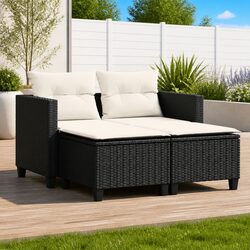 2-Seater Outdoor Sofa with Stools