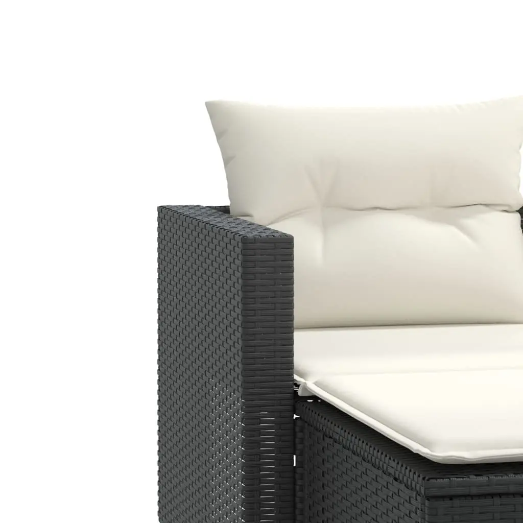 Garden Sofa Black 2-Seater with Stools Poly Rattan Outdoor Patio Lounge Set