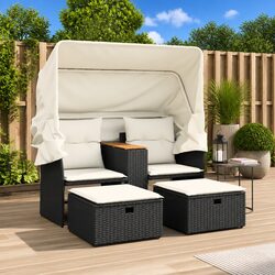 Garden Sofa with Retractable Canopy