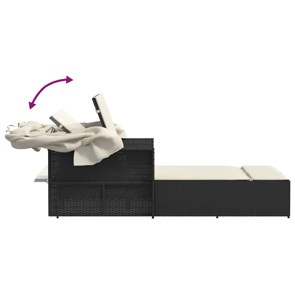 Double Sun Lounger Outdoor Furniture Canopy Cushions Rattan Garden Seating