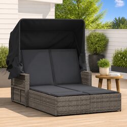 Double Sun Lounger with Canopy: Grey, Stylish & Functional