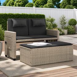 Grey 2-in-1 Outdoor Loveseat Sofa Bed