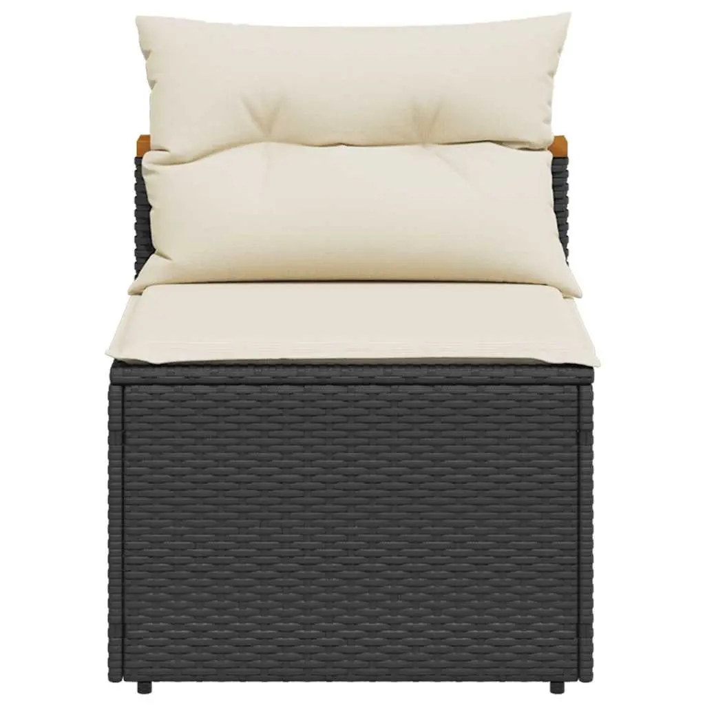 Outdoor Garden Sofas Black 2 Pieces Armless Modular Seating with Cushions
