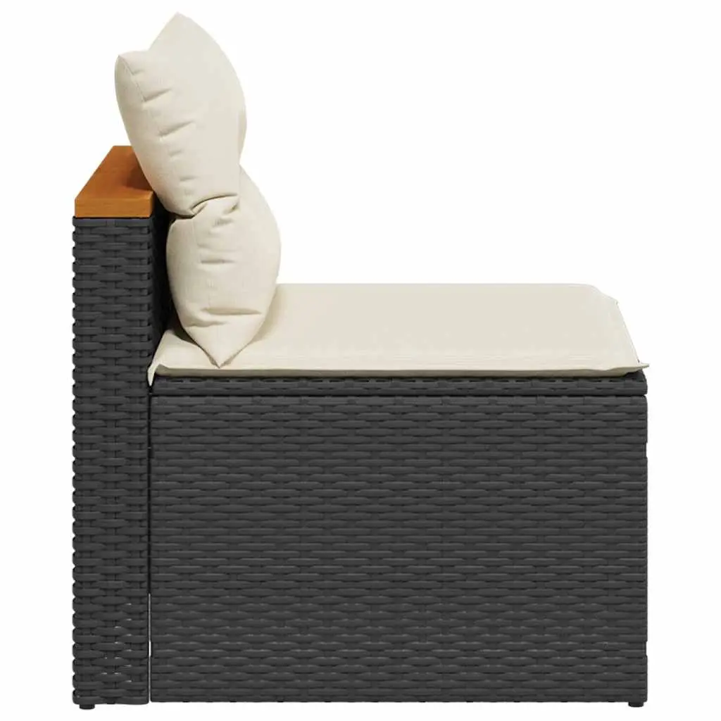 Outdoor Garden Sofas Black 2 Pieces Armless Modular Seating with Cushions