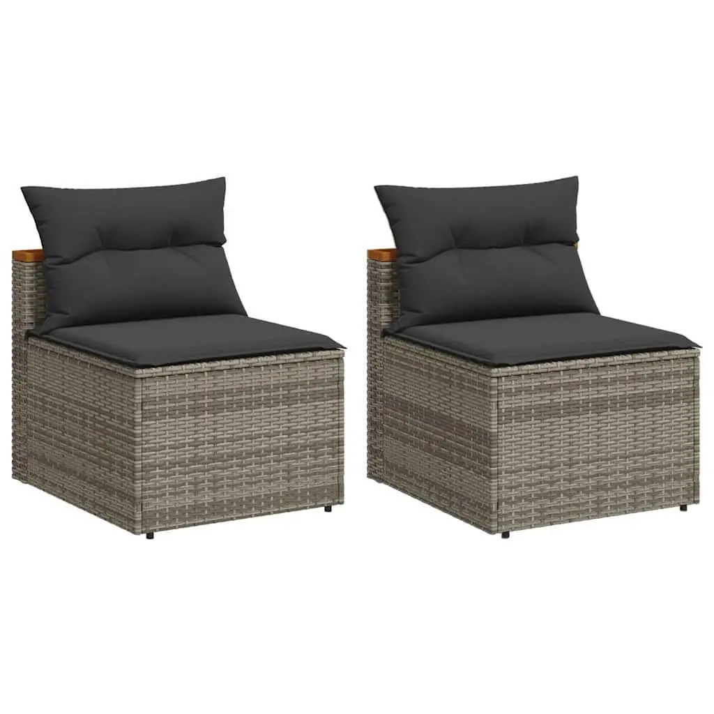 Outdoor Garden Sofas Grey 2 Piece Armless Seating with Cushions