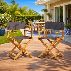 Compact Grey Fabric Director Chairs: Perfect for Outdoors