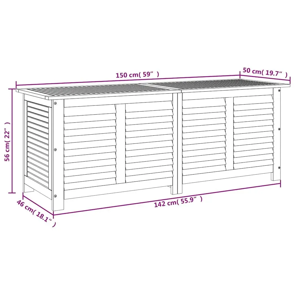 Garden Storage Box Solid Wood Acacia Outdoor Furniture 150x50x56cm Brown