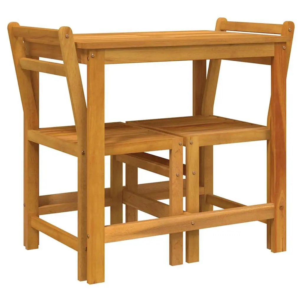3 Piece Balcony Set Solid Acacia Wood Outdoor Furniture Brown Garden Patio