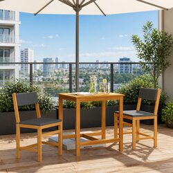 Acacia Wood 3 Piece Balcony Furniture Set with Cushions