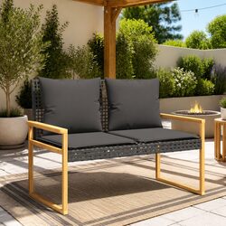 Compact and Elegant Black Poly Rattan Garden Bench