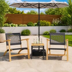 3 Piece Bistro Set Black Outdoor Garden Furniture Patio Table Chairs Rattan