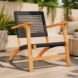 Garden Chairs Set 2 Outdoor Seating PE Rattan Armrest Backrest Patio Furniture