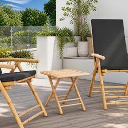 Folding Garden Table 45x45x45 cm Outdoor Patio Furniture Brown Bamboo Slat