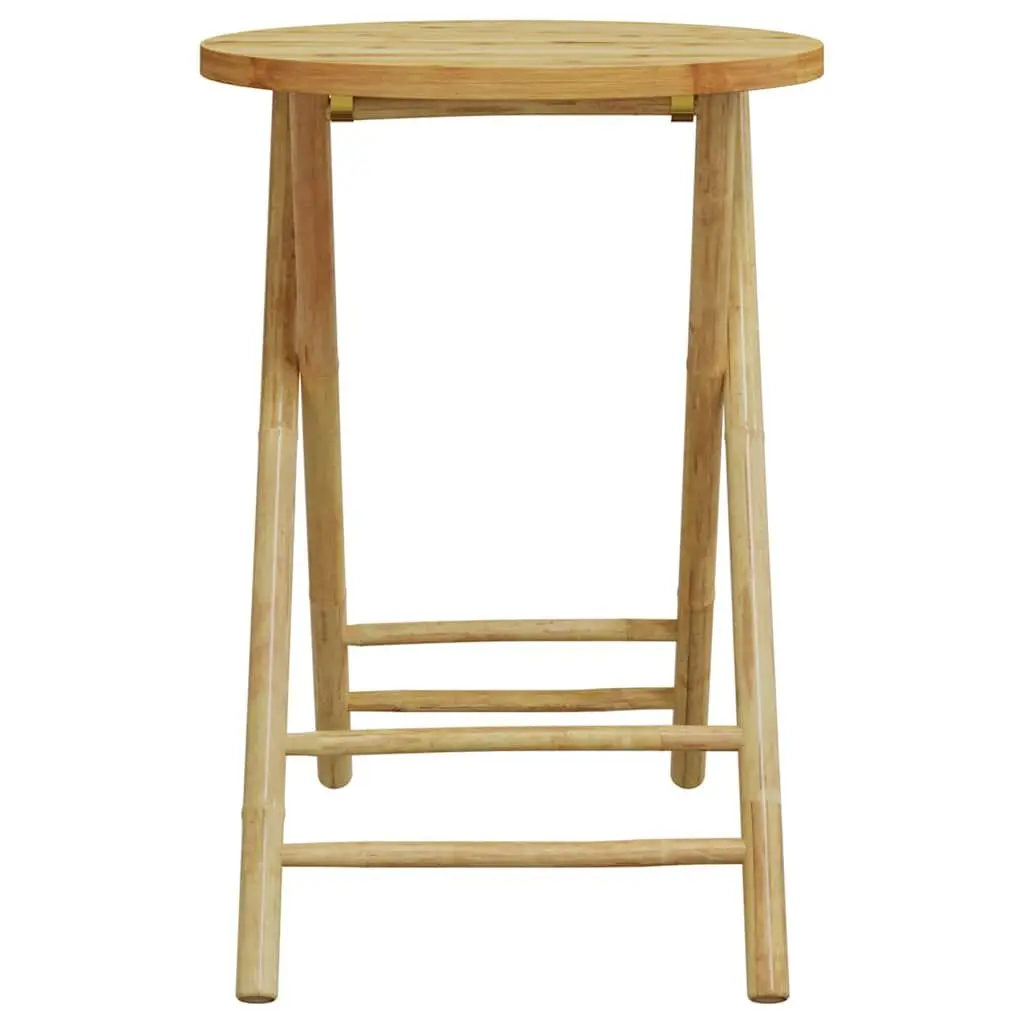 Folding Garden Table Brown Bamboo Round 55x75cm Portable Outdoor Furniture