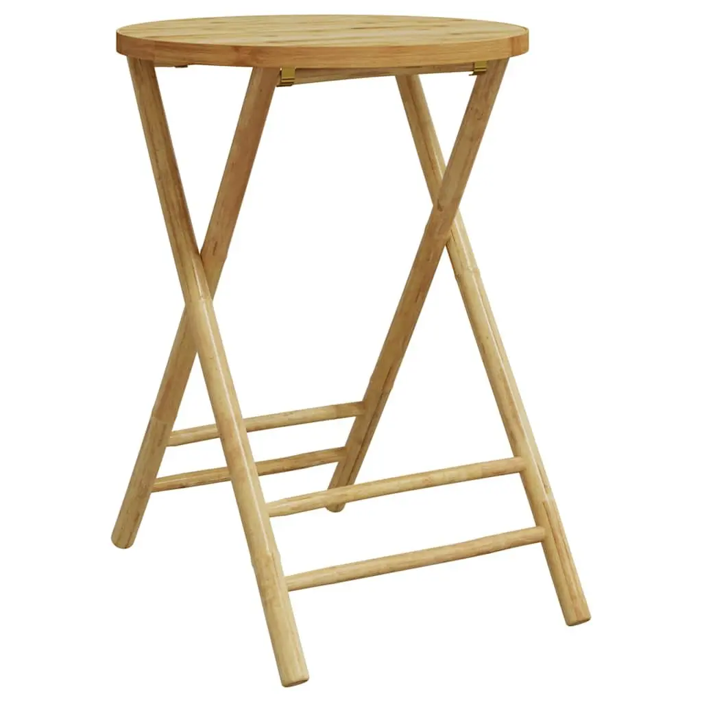 Folding Garden Table Brown Bamboo Round 55x75cm Portable Outdoor Furniture