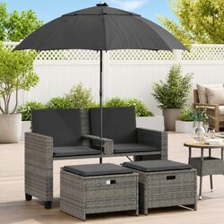 Compact Grey Garden Sofa Set for Outdoor Relaxation